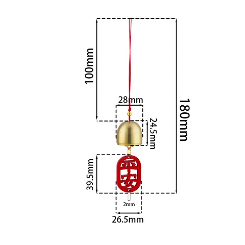 Handmade Chinese Style Alloy Bell Hanging Pendant Red Hollowed Wood Auspicious Blessing Tag Feng Shui Home Decor DIY Ornament