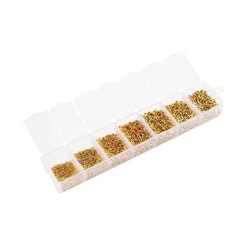 Alloy Afstandhouder Knijpkralen Set In Plastic Doos Voor DIY Sieraden Maken Armband Ketting Metaalachtige Ronde Kralen