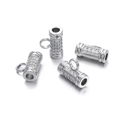 Copper Rhinestone Inlaid Amulet Rope Connector Clasp For DIY Necklace Pendant Buddhist Jewelry Findings Gold Silver Plated