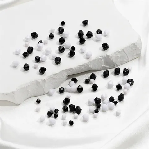 Perles Intercalaires Facettées en Acrylique Bicône Noir Blanc Couleurs Unies Perles en Vrac pour la Fabrication de Bijoux DIY Bracelet Collier