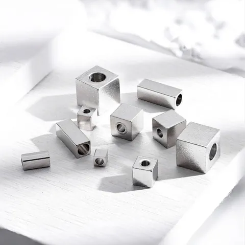DIY Jewelry Findings Stainless Steel Cubic Spacer Beads Geometric Square Metal Spacer For Bracelet Necklace Making Accessory