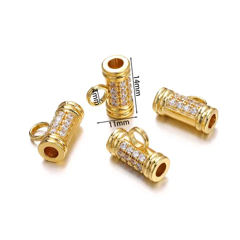 Copper Rhinestone Inlaid Amulet Rope Connector Clasp For DIY Necklace Pendant Buddhist Jewelry Findings Gold Silver Plated