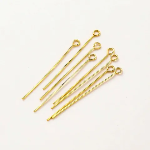 Gold Plated Copper Eye Pins For Jewelry Making DIY Handcrafted Beading Round Head Pins Findings Supplies Multiple Styles