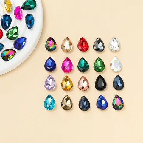 Druppelvorm Puntige Achterkant Glas Strass Kralen Kristal Gefacetteerde Losse Stenen Voor DIY Trouwjurk Sieraden Decoratie Knutselaccessoires