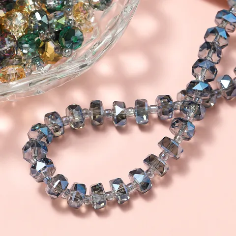 Faceted Glass Crystal Beads Rhombus Wheel Shape Loose Beads For DIY Jewelry Making Accessories Bracelet Necklace Craft Supplies