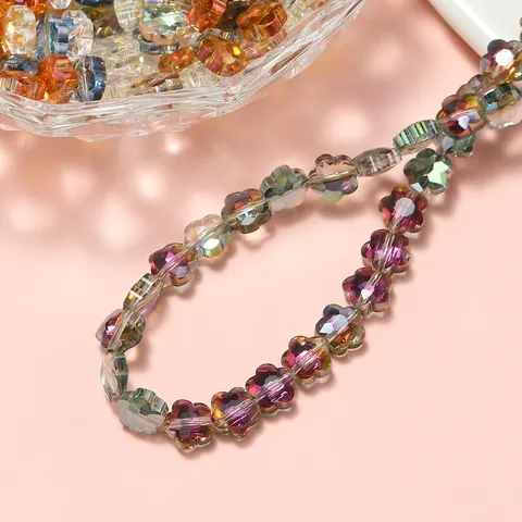 Cuentas de Vidrio Facetadas en Forma de Flor Cristal Alta Transparencia Strass Cuentas Espaciadoras para Creación de Joyas DIY Pulsera