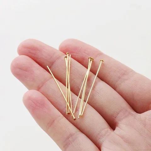 Gold Plated Copper T-Pins Head Pins Jewelry Making Findings Real Gold Electroplated DIY Earring Crafting Materials For Women