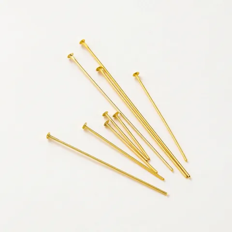 Gold Plated Copper T-Pins Head Pins Jewelry Making Findings Real Gold Electroplated DIY Earring Crafting Materials For Women