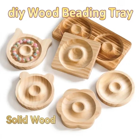 Natural Solid Wood Jewelry Display Tray DIY Beading Board For Bracelet Necklace Organizer Display Stand Handcraft Tools
