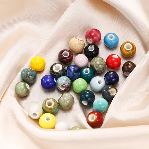 Vintage Cloisonne Ceramic Round Beads For DIY Jewelry Making Mixed Color Porcelain Loose Spacer Beads For Bracelet Necklace