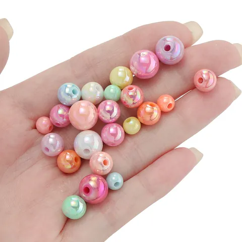 Ronde Acryl Kralen Irillerende AB Coating Losse Kralen Voor DIY Armband Ketting Sieraden Maken Knutselaccessoires