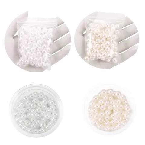 ABS Artificial Pearl Beads Round White Beige For DIY Jewelry Making Loose Beads For Bracelet Necklace Crafts Accessories