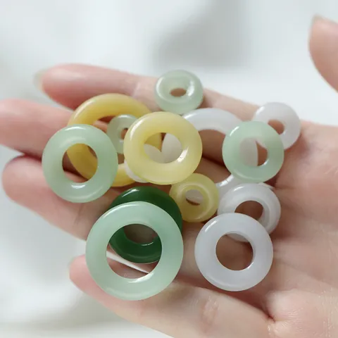 Glass Donut Ring Beads DIY Jewelry Making Findings Mixed Color Round Pendant Multipurpose Craft Accessories For Necklace Bracelet