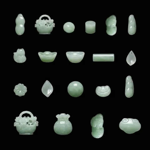 Pendentifs en Verre Coloré Faux Jade pour Création Bijoux DIY Breloques Style Chinois pour Collier Bracelet Artisanat