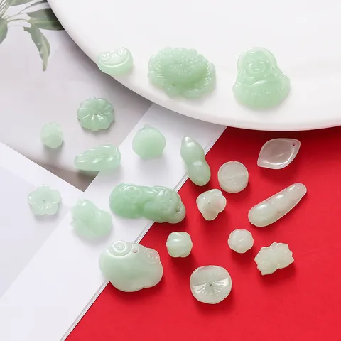 Pendentifs en Verre Coloré Faux Jade pour Création Bijoux DIY Breloques Style Chinois pour Collier Bracelet Artisanat