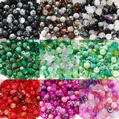 Ensemble de Perles en Verre DIY Couleurs Mélangées Perles de Riz Rondes en Vrac pour la Fabrication de Bijoux à la Main Collier Bracelet Accessoires