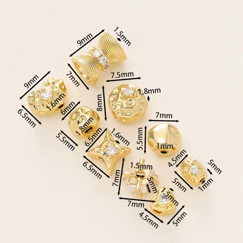 Cuentas Espaciadoras de Cobre Chapadas en Oro de 18K para Creación de Joyas DIY Cuentas con Forma de Lazo y Reloj de Arena con Strass Accesorios para Pulseras y Collares Hechos a Mano