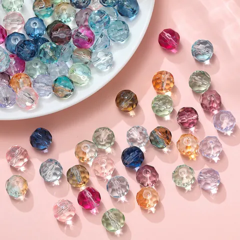 10mm Ice-Clear Faceted Glass Crystal Beads Wheel Loose Beads For DIY Jewelry Making Handmade Necklace Bracelet Accessory