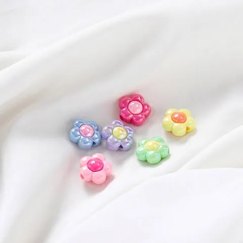 Cuentas de Flores de Acrílico para Hacer Joyas DIY Recubrimiento de Alto Brillo Cuentas Espaciadoras Sueltas Coloridas para Collar Pulsera