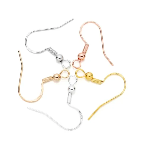 925 Sterling Silver Plated Copper Earring Hooks With Spring And Bead French Ear Hooks For DIY Jewelry Making Accessories