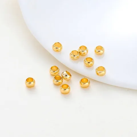 Gold Plated Copper Crimp Beads DIY Jewelry Making Stopper Beads For Bracelets Necklaces High Quality Color Retention Findings