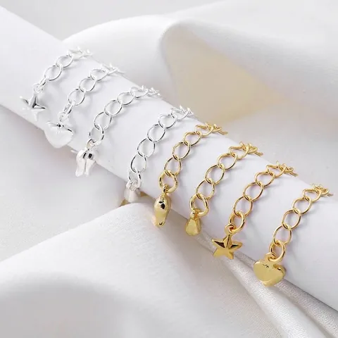 DIY Schmuck Verlängerungskette Kupfer Vergoldet Herz Stern Wassertropfen Tulpe Anhänger Schwanzkette Für Halskette Armband Herstellung