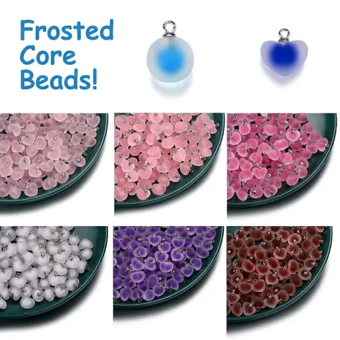 Frosted Acrylic Bead Pendant DIY Jewelry Accessories Heart Round Candy Color Charms With Metal Loop For Handmade Craft Materials