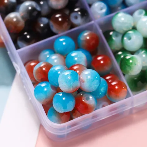 8mm Crackle Lampwork Glass Beads Multi-Color Round Loose Spacer Beads For DIY Jewelry Making Bracelet Necklace Handcraft