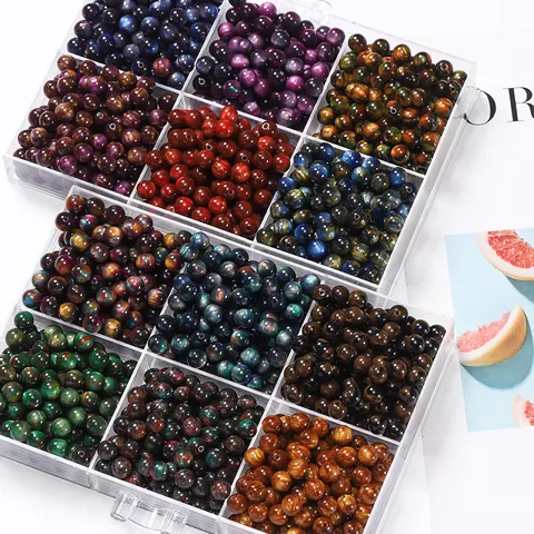Dual-Color Resin Cat-Eye Round Loose Beads for DIY Handmade Jewelry Making Bracelets Necklaces Polished Decorative Beads Accessories