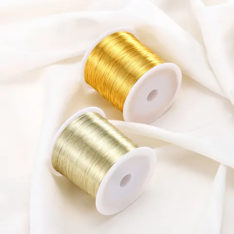 18K Gold Plated Copper Wire Color Preserving Metallic Thread For Jewelry Making Beading Cord DIY Craft Accessory Spool