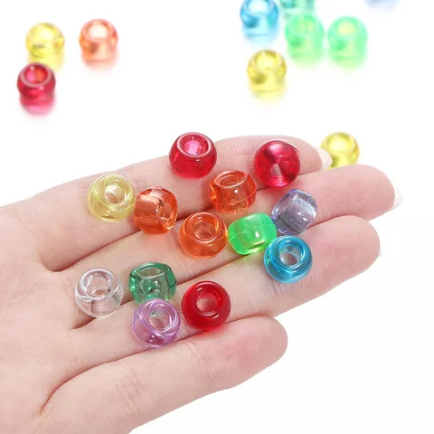 Transparente Bunte Kunststoff Großloch Perlen Acryl Eimer Pony Perlen Für DIY Armband Halskette Schmuckherstellung Zubehör
