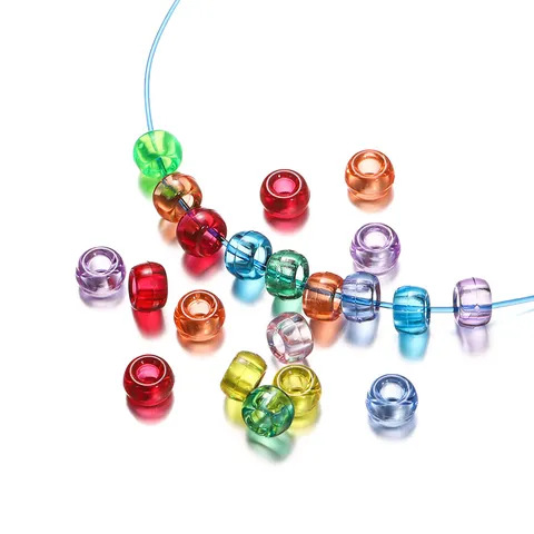Transparente Bunte Kunststoff Großloch Perlen Acryl Eimer Pony Perlen Für DIY Armband Halskette Schmuckherstellung Zubehör