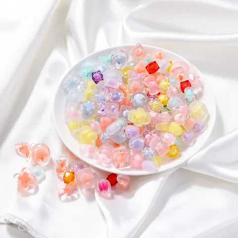 Acrylic Frosted Heart Filled Beads DIY Jewelry Making Mixed Shapes Bear Flower Butterfly Bowknot Macaron Gummy Beads Accessories