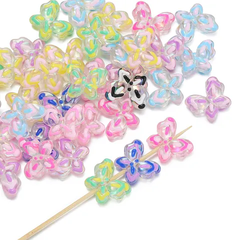 Perles Papillon en Acrylique Colorées pour Accessoires de Fabrication de Bijoux DIY Breloques de Sac Perles de Stylo Motif Animal