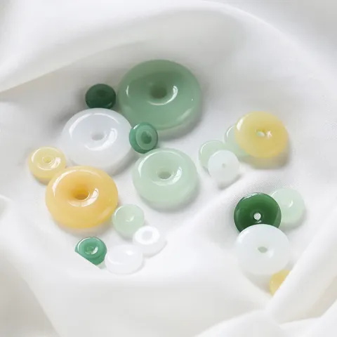 Imitation Jade Glas Ping An Schnalle Gebohrte Perlen Für DIY Schmuckherstellung Handgefertigte Armband Ohrring Anhänger Zubehör Mehrfarbig