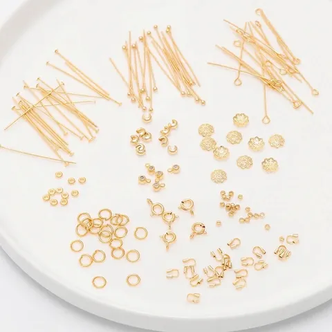 18K Verguld Sieraden Maken Componenten Set Koperen Bolkopspelden T-Spelden Buigringen Karabijnsluitingen Voor DIY Sieraden Accessoires
