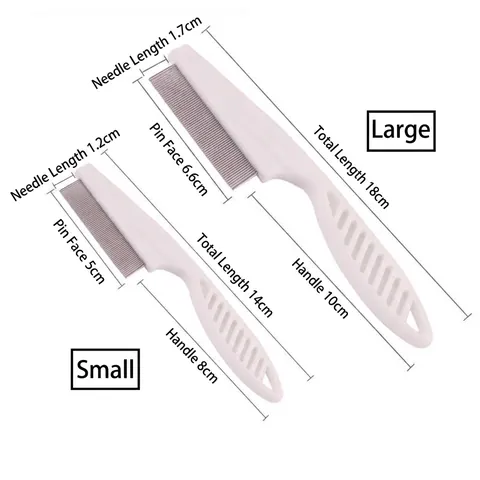Professional Pet Flea Comb With High Density Stainless Steel Pins Portable Dog Cat Grooming Cleaning Brush Tool White Plastic Handle