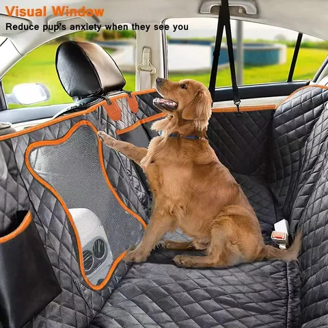 Heavy Duty Waterproof Dog Car Seat Cover With Visual Mesh Window Nonslip Scratchproof Quilted Oxford Pet Seat Protector