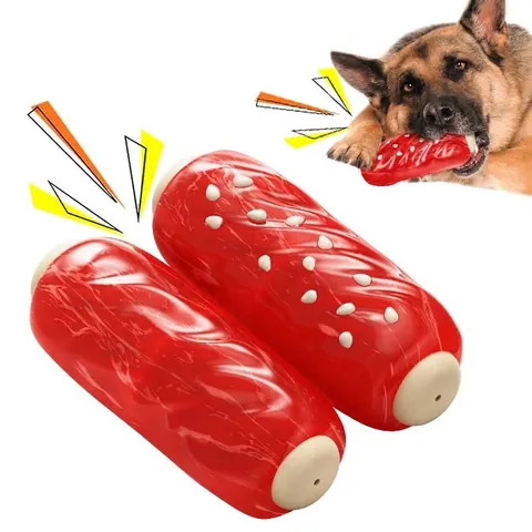 Langlebiges Quietschendes Hundekauspielzeug TPR Simulation Rindfleischstab Form Zahnreinigung Schwimmendes Interaktives Haustier Trainingsspielzeug