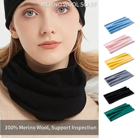 100% Merino Wool Seamless Neck Warmer Thin Knitted Gaiter For Men Women Outdoor Cycling Windproof Thermal Soft Scarf Mask