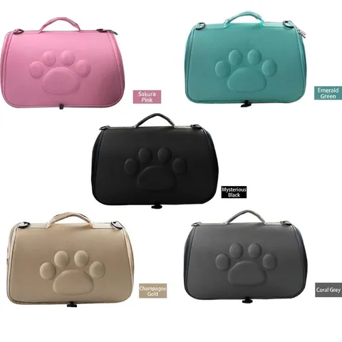 Bolso Transportador De Mascotas EVA Plegable Transpirable Para Gatos Perros Pequeños Viajes Aire Libre Huella Pata Bolso De Hombro