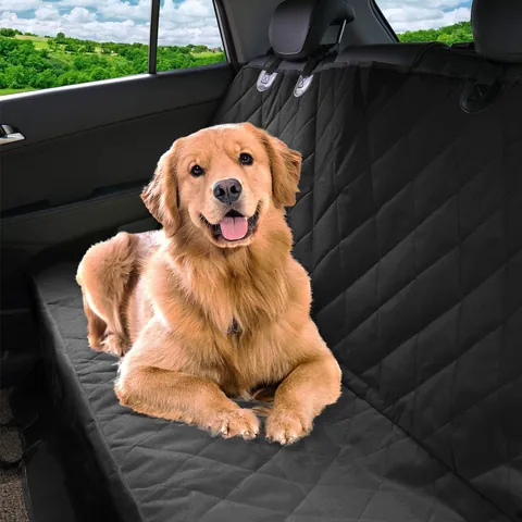 Wasserdichte Polyester Gesteppte Haustier Auto Sitzbezug Für Rücksitz Rutschfeste Hunde Sitzschutz Mit Seitenklappen Für SUV LKW Autos Schwarz