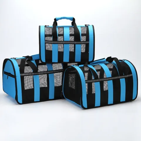 Portable Breathable Pet Carrier Bag For Cats And Small Dogs Oxford Fabric Mesh Travel Shoulder Bag With Reflective Strip
