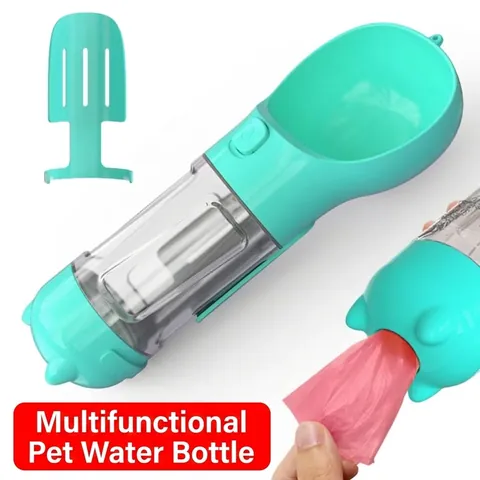 Tragbare Mehrzweck-Haustier-Wasserflasche Hunde-Reisetränke Mit Futterbehälter Und Kotbeutelspender Outdoor ABS-Material