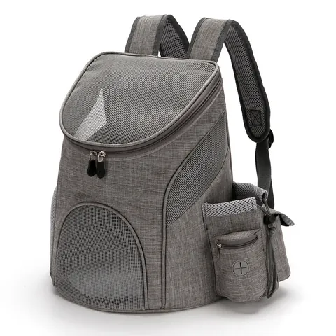 Mochila de Transporte Transpirable para Perros Pequeños Gatos Bolso de Viaje Plegable de Tela Cationica Con Ventana de Malla Bolsillo Lateral