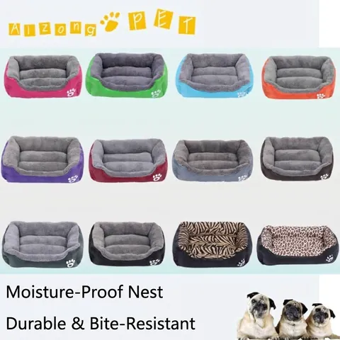 Comfortabel Vierkant Huisdiernest Warm Hondenbed Zacht Pluche Kattenhuis Ademend Wasbaar PP Katoen Gevuld Kussen Voor Kleine Grote Honden Katten