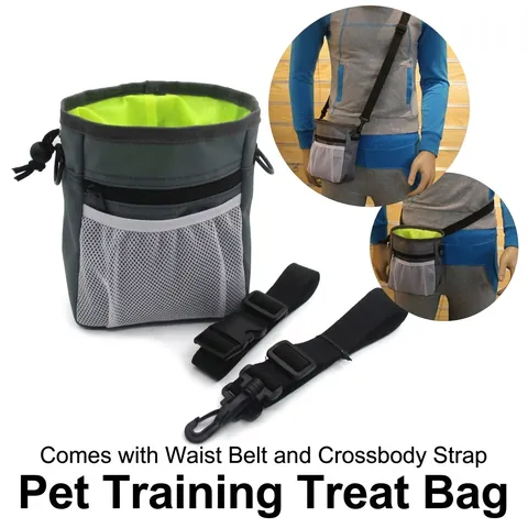 Sac à Friandises pour Animaux de Compagnie en Tissu Oxford Durable Pochette à Snack pour Chien Cordon de Serrage Extérieur Sac pour Chat Avec Bandoulière