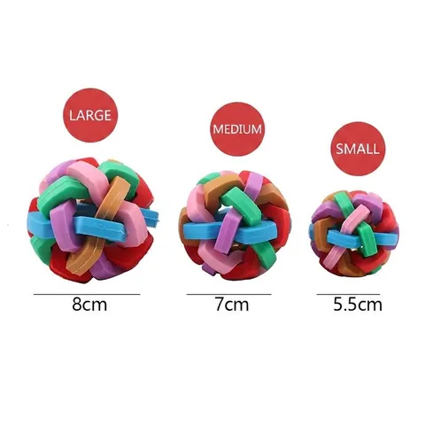 Glowing Rainbow Braided TPR Pet Molar Ball Bell Sound Dog Interactive Toy Durable Rubber Puzzle Chew Toy For Dogs