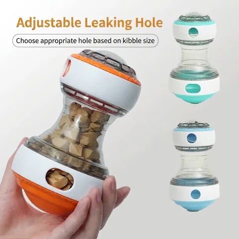 Jouet Interactif pour Chien Rouleau Distributeur de Croquettes pour l'Entraînement du QI Balle Alimentation Lente en Plastique