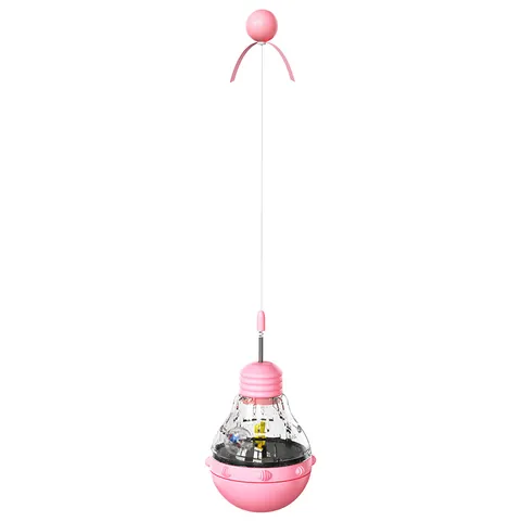 Jouet Culbuto pour Chat Baguette Interactive Avec Distributeur de Croquettes Lent et Balle Lumineuse Casse-Tête pour Chats Chaton Contre l'Ennui